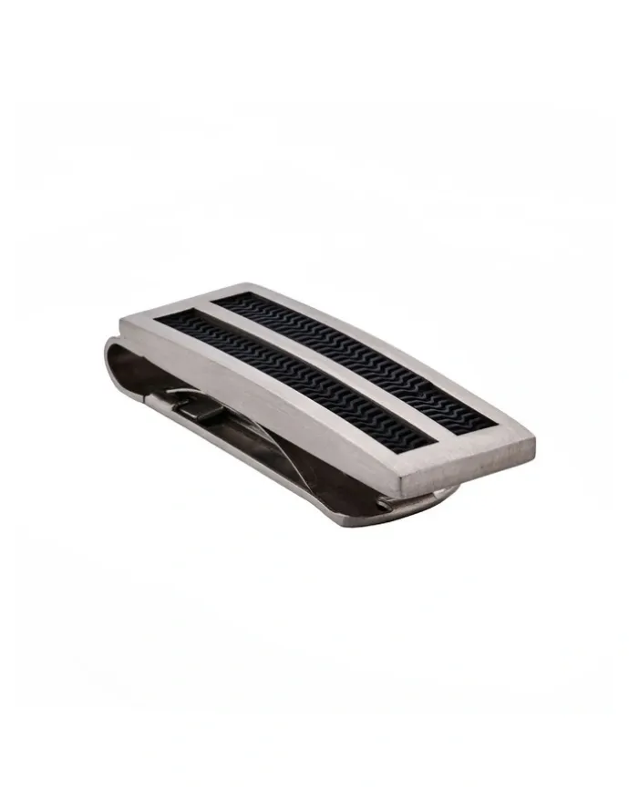 Cudworth Brushed Stainless Steel Rubber Inlay Money Clip in Silver