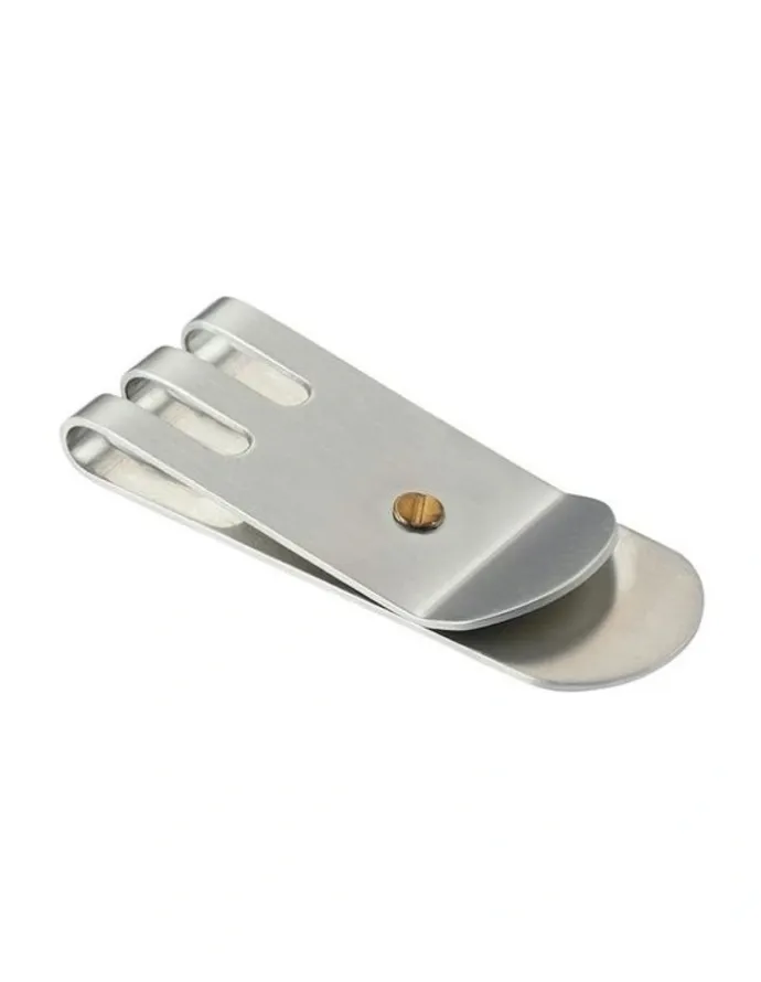 Cudworth Brushed Stainless Steel & Gold Screw Money Clip in Silver