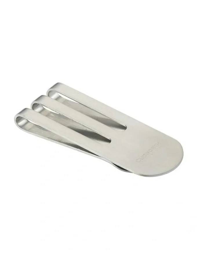 Cudworth Brushed Stainless Steel & Gold Screw Money Clip in Silver