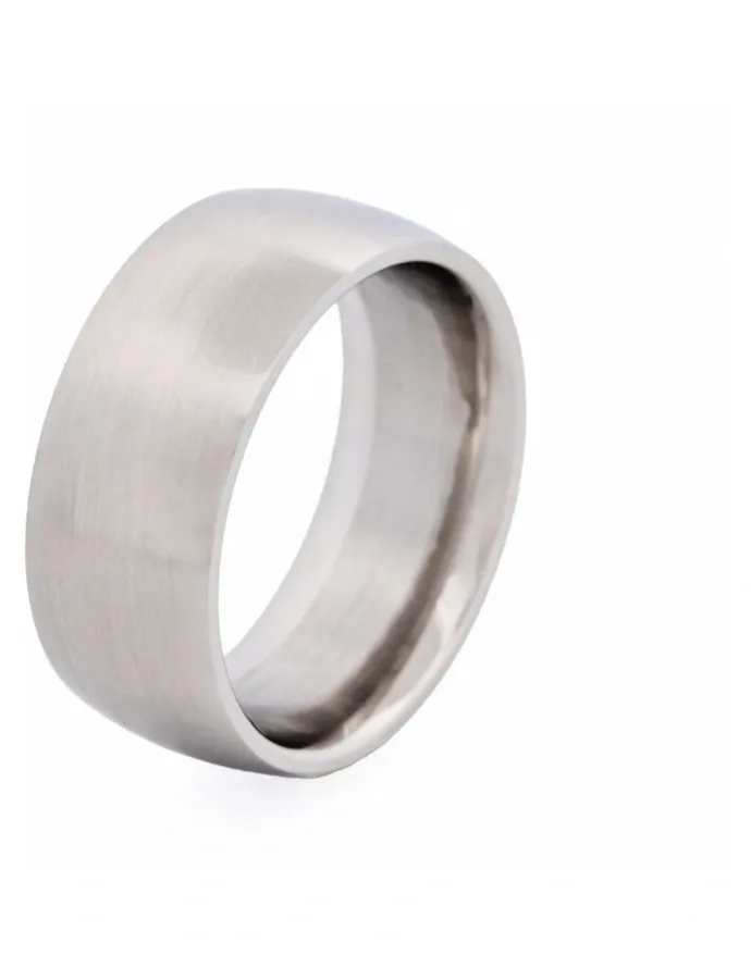 Cudworth Brushed Stainless Steel Band Ring in Silver