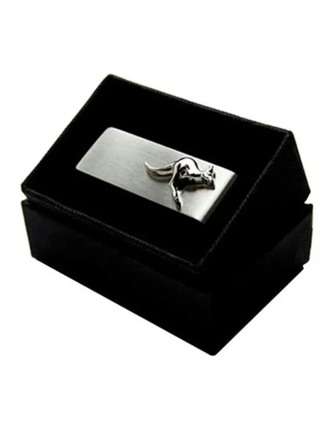 Cudworth Brushed Stainless Steel and Kangaroo Money Clip in Silver