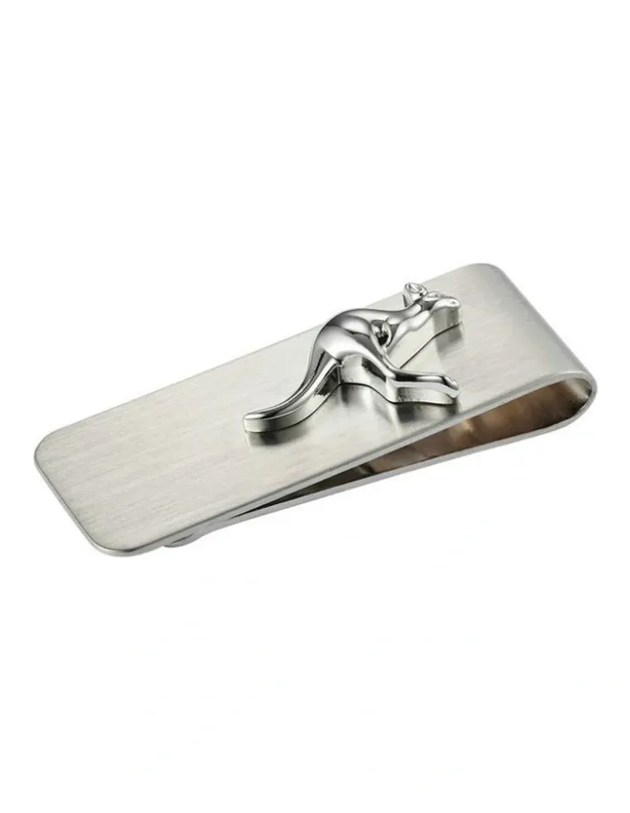 Cudworth Brushed Stainless Steel and Kangaroo Money Clip in Silver