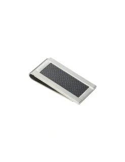 Cudworth Brushed Stainless Steel With Carbon Fibre Inlay Money Clip in Silver