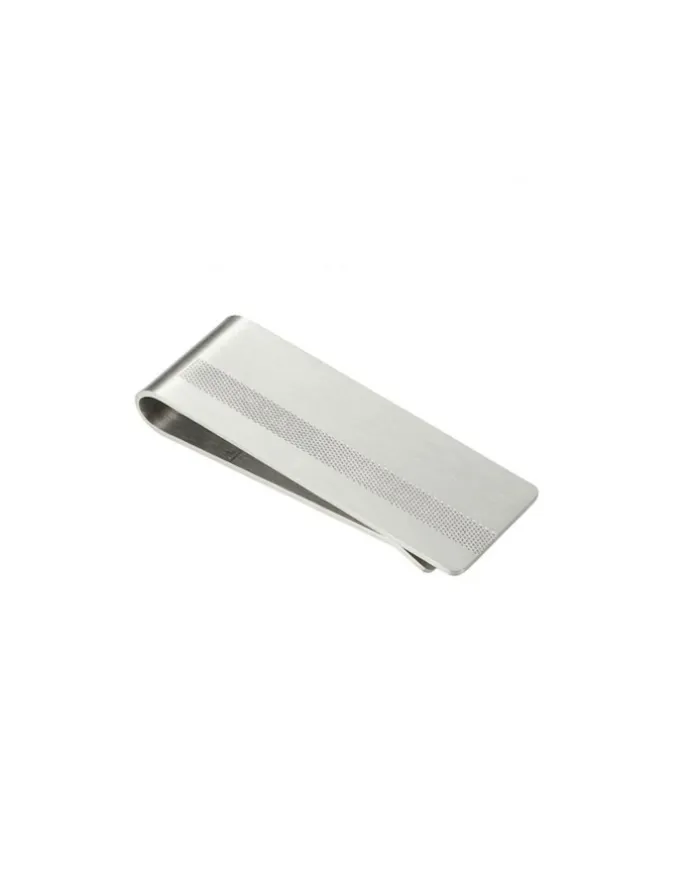 Cudworth Brushed Stainless Steel Money Clip With Stripe Pattern in Silver