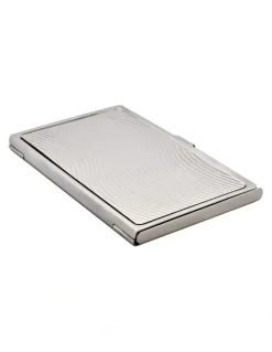 Cudworth Brushed Stainless Steel Wave Pattern Card Case in Silver
