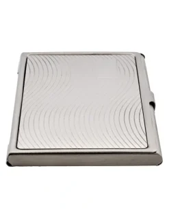 Cudworth Brushed Stainless Steel Wave Pattern Card Case in Silver