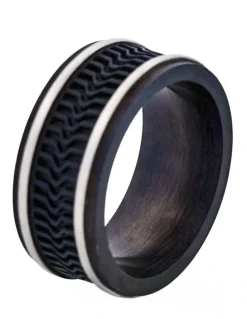 Cudworth Brushed Stainless Steel & Ion Plated With Rubber Tread Ring in Black