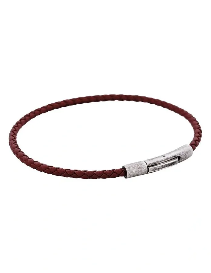 Cudworth Cudworth MAGRO Leather 3mm with stainless steel clasp bracelet 21.5MM - MARRONE