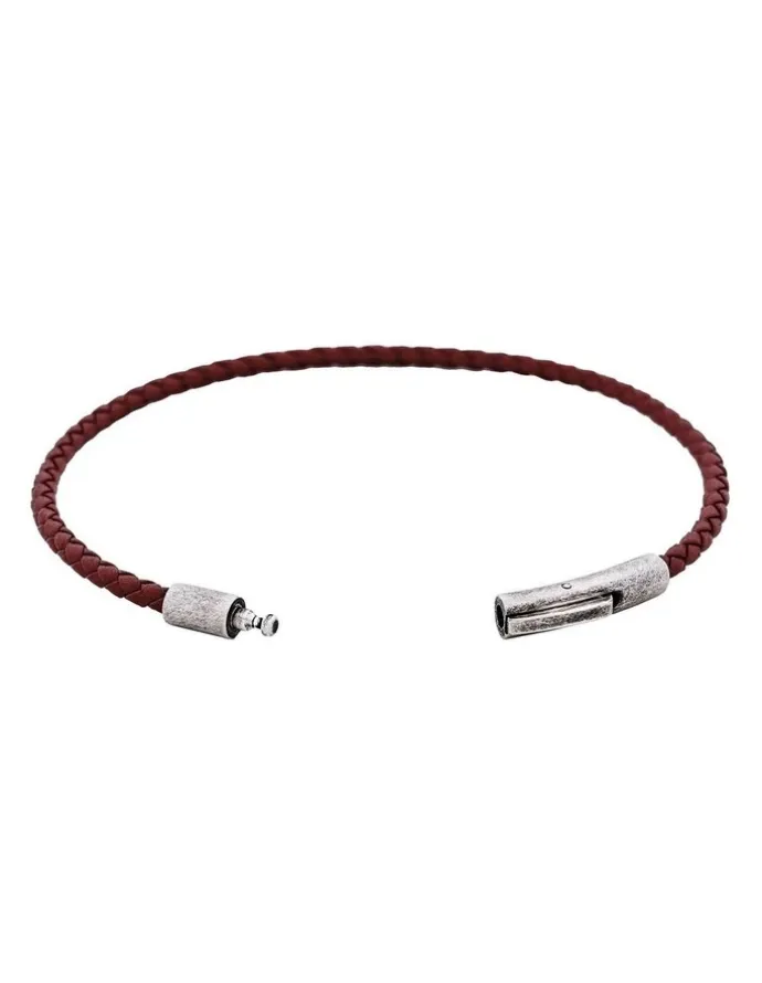 Cudworth Cudworth MAGRO Leather 3mm with stainless steel clasp bracelet 21.5MM - MARRONE