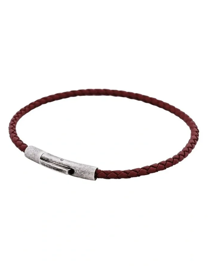 Cudworth Cudworth MAGRO Leather 3mm with stainless steel clasp bracelet 21.5MM - MARRONE