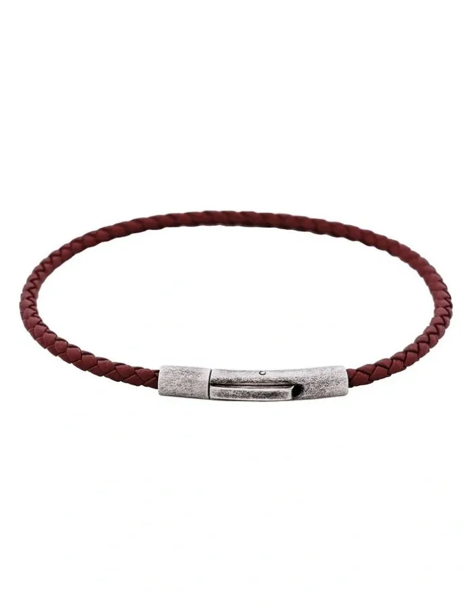 Cudworth Cudworth MAGRO Leather 3mm with stainless steel clasp bracelet 21.5MM - MARRONE