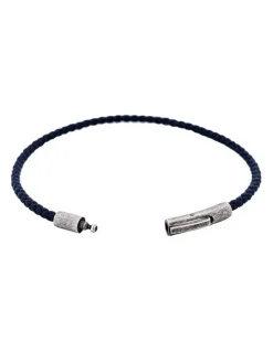 Cudworth Cudworth MAGRO Leather 3mm with stainless steel clasp bracelet 21.5MM - CIELO DI MEZZANOTTE