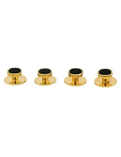 Cudworth Cushion Screw Shirt Stud Set of 4 in Gold/Black