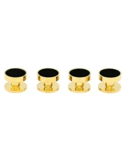 Cudworth Dress Shirt Studs, Gold Plated with Black Insert, 9mm, (pack of4)