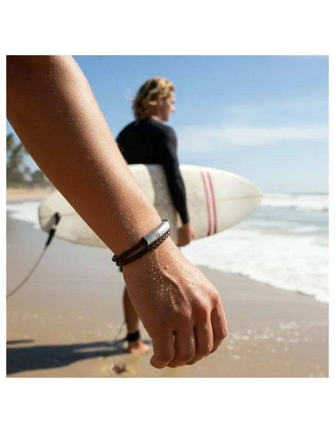 Cudworth Fallout Multi Strand Leather Bracelet in Brown