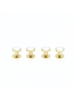Cudworth Gold / White Round Shirt Studs - 7mm (pack of 4)