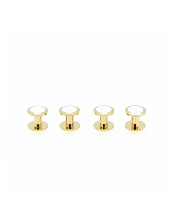 Cudworth Gold / White Round Shirt Studs - 7mm (pack of 4)