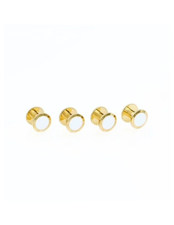 Cudworth Gold / White Round Shirt Studs - 7mm (pack of 4)