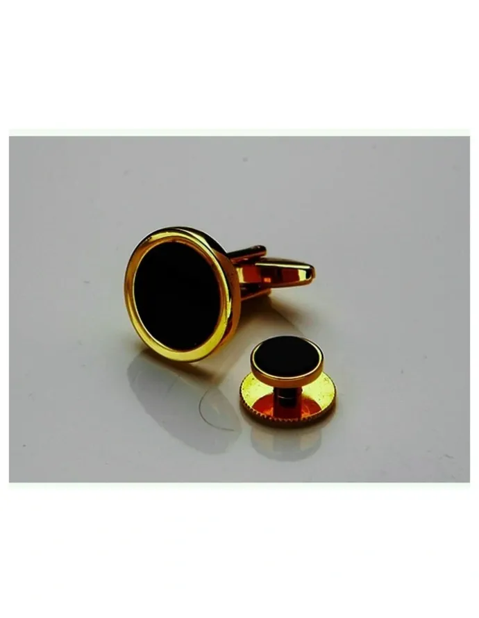 Cudworth Gold Plated And Round Dress Cufflinks in Multi