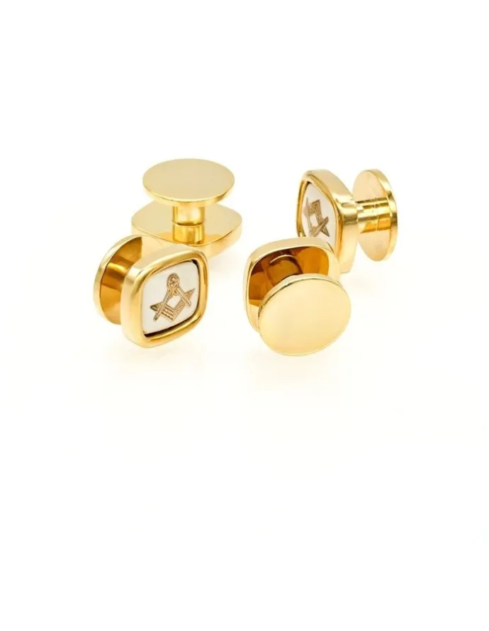 Cudworth Gold White Masonic Shirt Studs (set of 4)