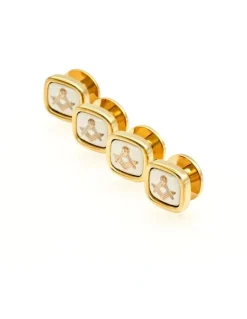 Cudworth Gold White Masonic Shirt Studs (set of 4)