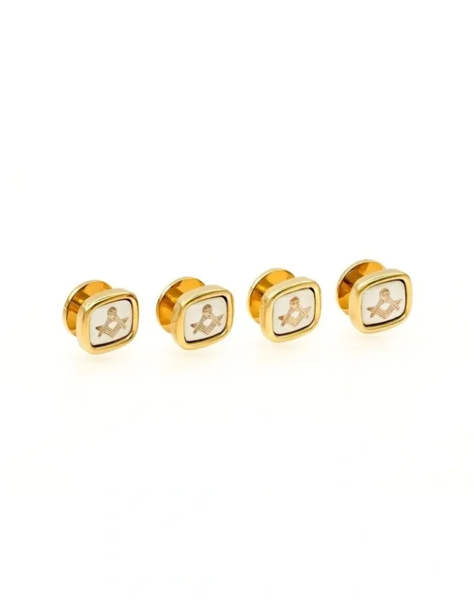 Cudworth Gold White Masonic Shirt Studs (set of 4)
