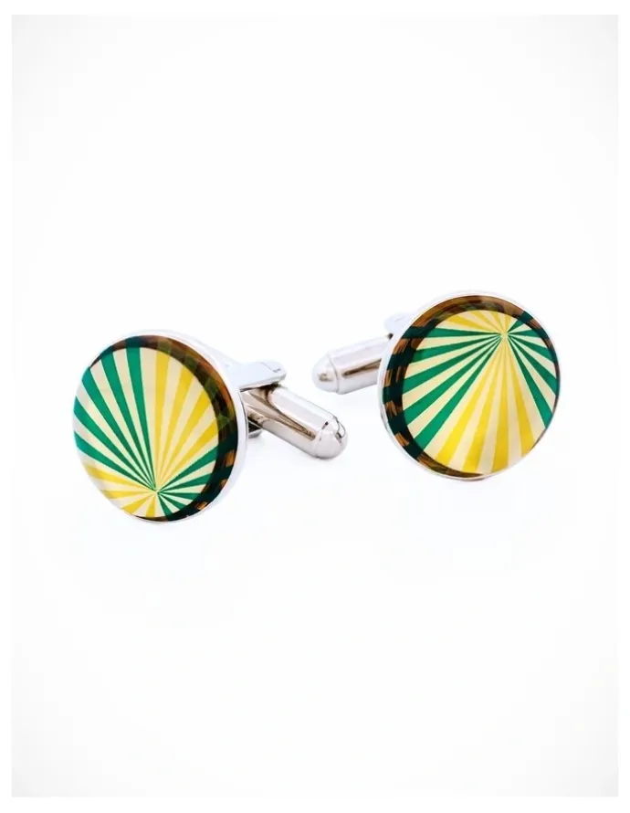 Cudworth Green and Gold flare design round