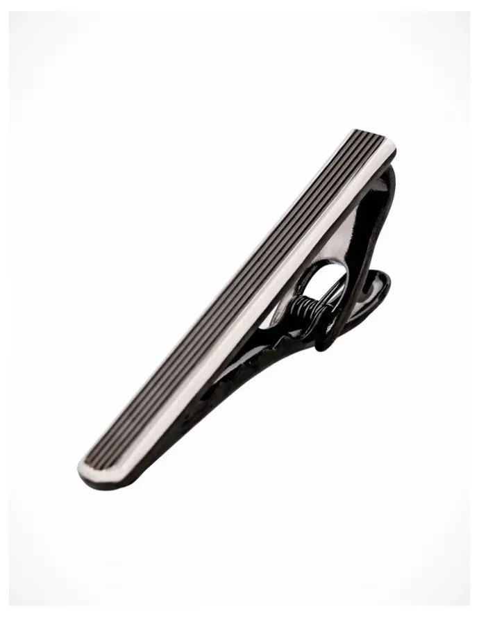 Cudworth Gun Metal Ribbed Plated Tie Bar
