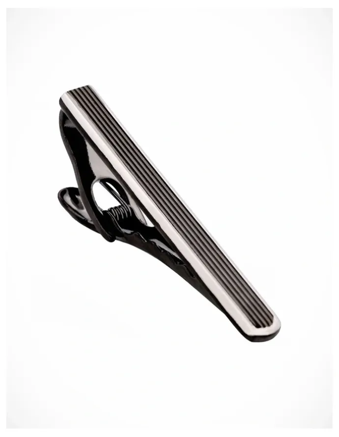 Cudworth Gun Metal Ribbed Plated Tie Bar