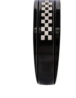 Cudworth Ion Plated Black Stainless Steel Ring with Check Pattern in Black