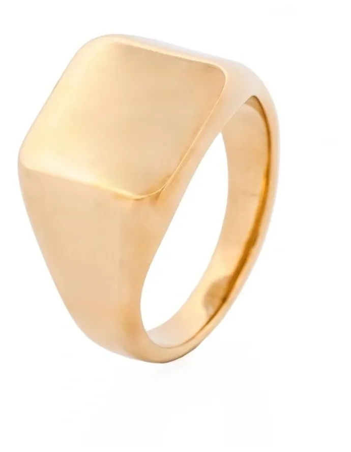 Cudworth Ion Plated 14K Polished Stainless Steel Signet Ring in Gold
