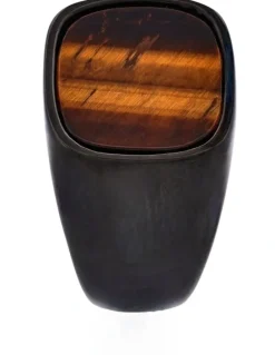 Cudworth Ion Plated Polished Stainless Steel /Tiger eye Signet Ring in Black