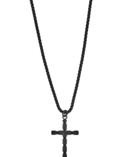 Cudworth Ion Plated Stainless Steel Cross & Chain in Black