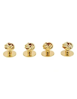 Cudworth Knot Screw Shirt Studs Set of 4 in Gold