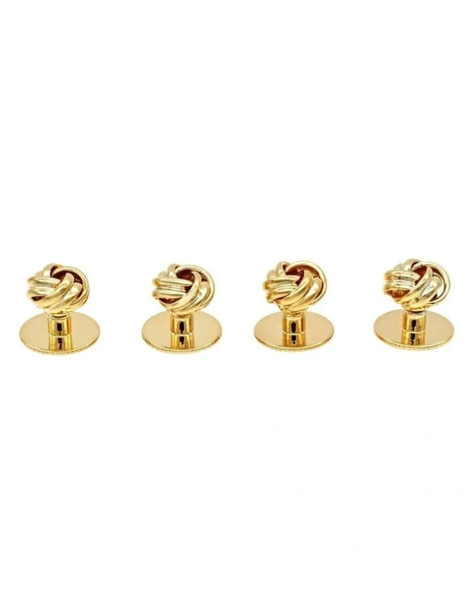 Cudworth Knot Screw Shirt Studs Set of 4 in Gold