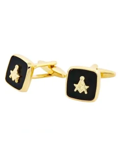 Cudworth Masonic Cufflinks Gold/Black (with no G)