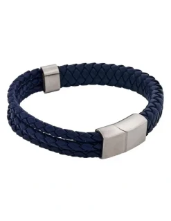 Cudworth Matt Stainless steel leather Dark Blue rope bracelet
