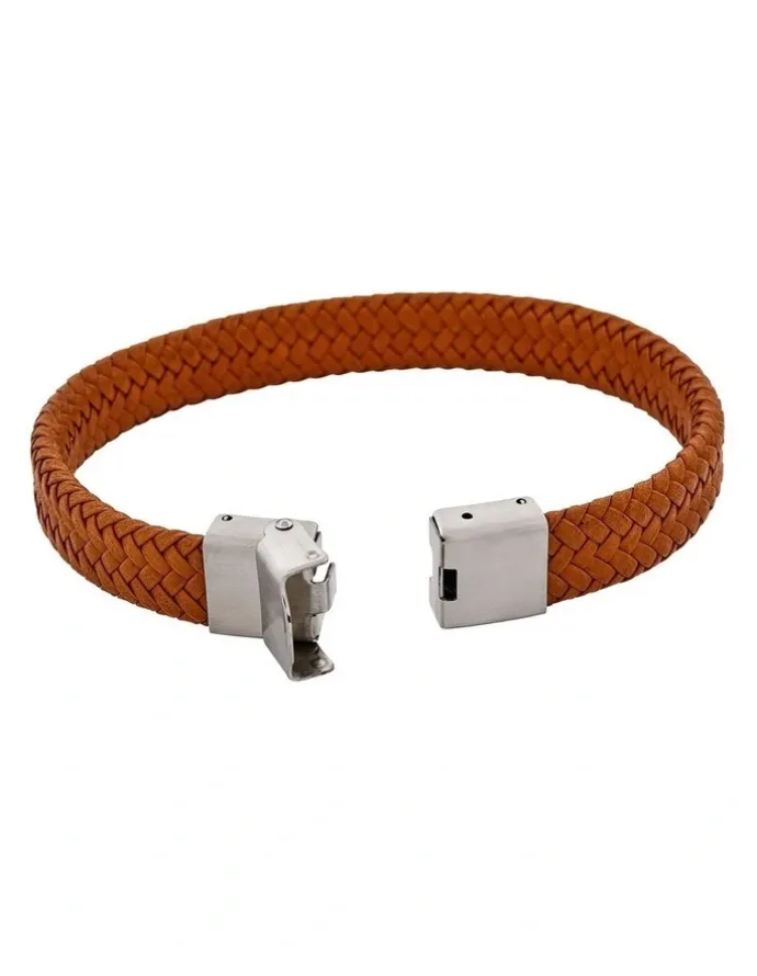 Cudworth Matt Stainless steel with Brown cord bracelet