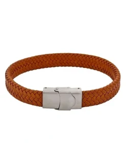 Cudworth Matt Stainless steel with Brown cord bracelet