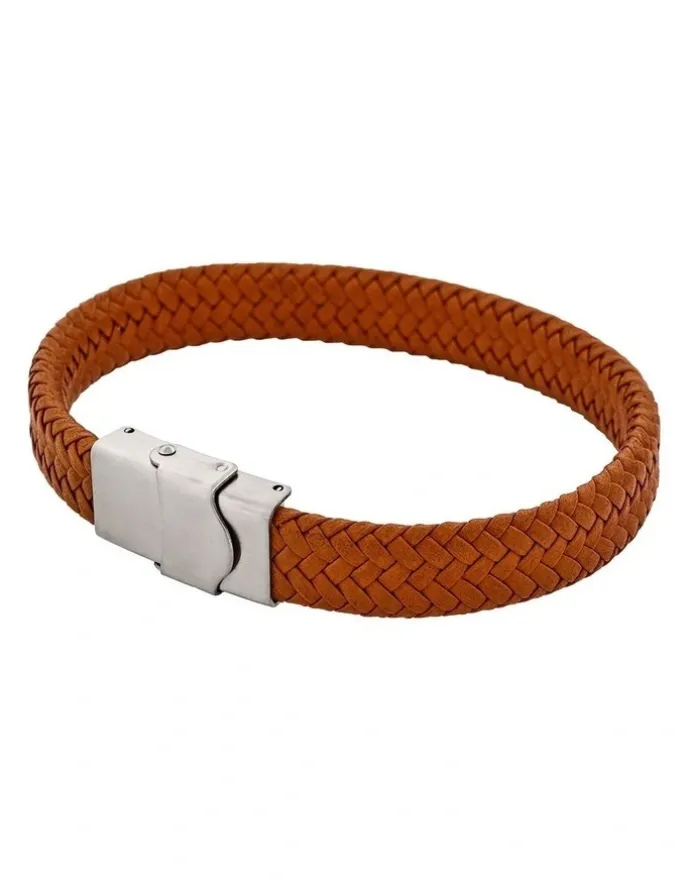 Cudworth Matt Stainless steel with Brown cord bracelet