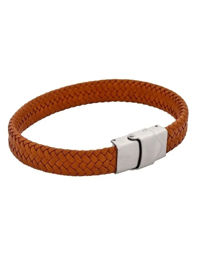 Cudworth Matt Stainless steel with Brown cord bracelet