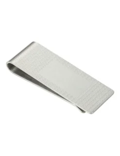 Cudworth Money Clip, Brushed Stainless Steel, Rope Pattern in Silver