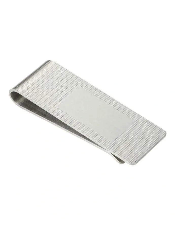 Cudworth Money Clip, Brushed Stainless Steel, Rope Pattern in Silver