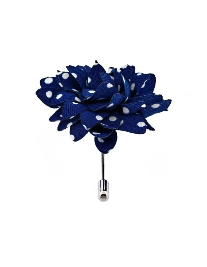 Cudworth Navy White Spot Floral Lapel P