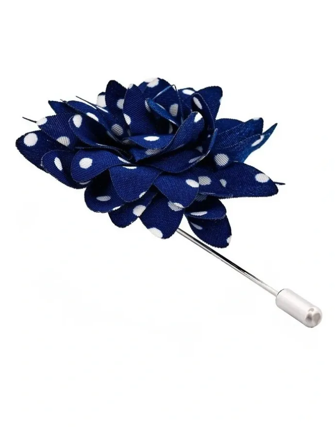 Cudworth Navy White Spot Floral Lapel P