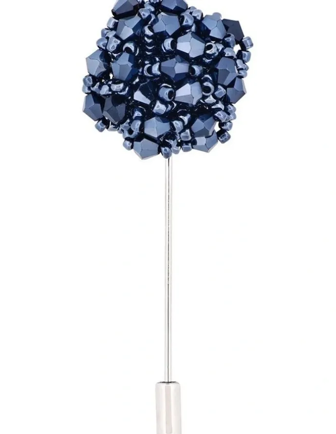 Cudworth Navy/Black Floral Lapel Pin