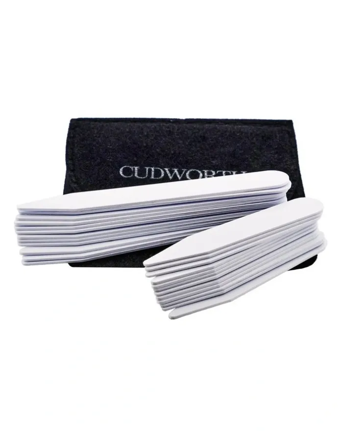 Cudworth Plastic Collar Stays (12 Pairs - 6 x Small and 6 x Large) in White