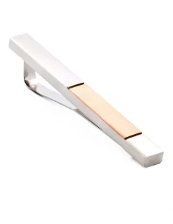 Cudworth Polished Stainless Steel with Brushed Ion Plated Rose Gold Tie Slide