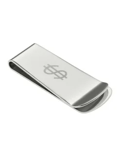 Cudworth Polished Stainless Steel Etched Money Clip in Silver