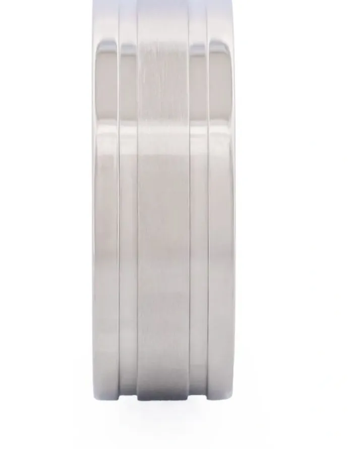 Cudworth Polished Stainless Steel With Brushed Centre Band Ring in Silver